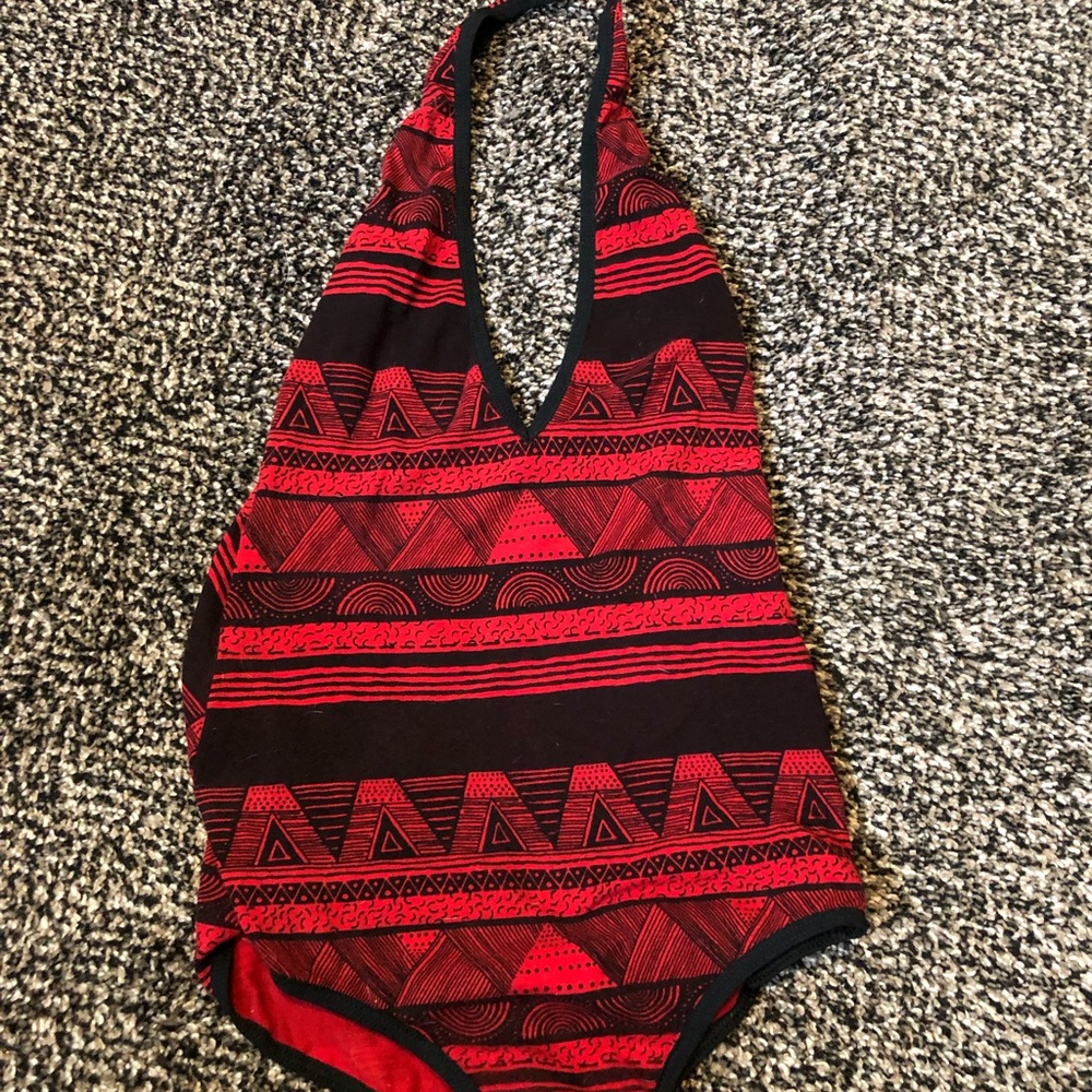 American Apparel Geometric red bodysuit